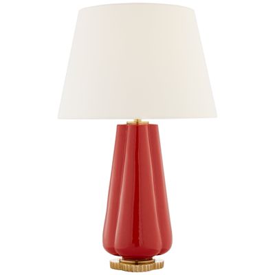 Alexa Hampton Penelope Table Lamp in Berry Red with Linen Shade W18