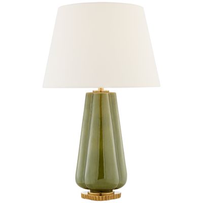 Alexa Hampton Penelope Table Lamp in Green with Linen Shade W18