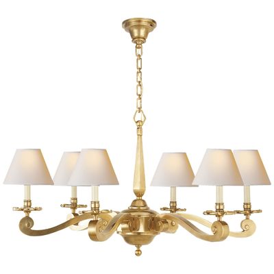Alexa Hampton Myrna Chandelier in Natural Brass with Natural Paper Shades Ceiling Light W33