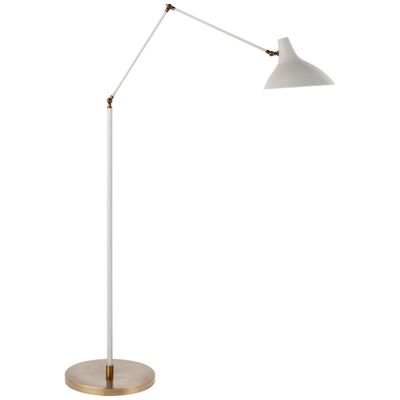 AERIN Charlton Floor Lamp in White and Hand-Rubbed Antique Brass W12