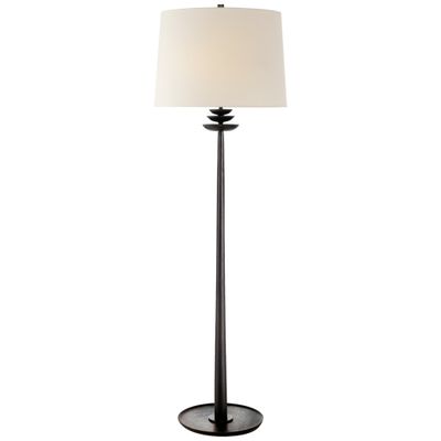 AERIN Beaumont Floor Lamp in Aged Iron with Linen Shade W20