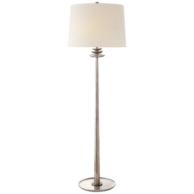 AERIN Beaumont Floor Lamp in Burnished Silver Leaf with Linen Shade W20
