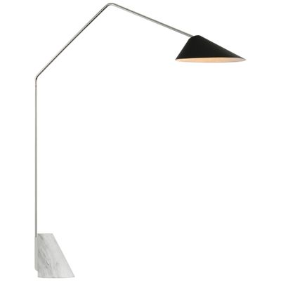 AERIN Lorna Extra Large Arc Floor Lamp in Polished Nickel with Black Shade W17.5