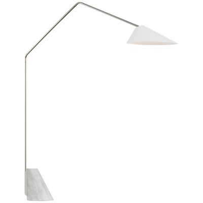 AERIN Lorna Extra Large Arc Floor Lamp in Polished Nickel with White Shade W17.5