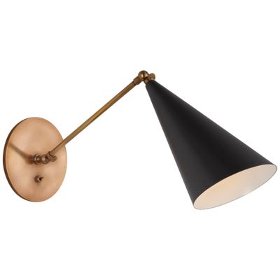 AERIN Clemente Single Arm Library Sconce in Black Wall Light W6.25
