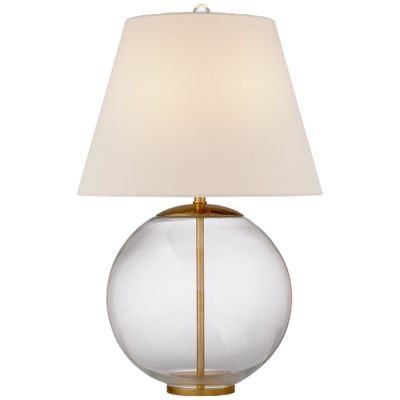 AERIN Morton Table Lamp in Clear Glass with Linen Shade W16.5