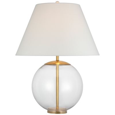 AERIN Morton Large Table Lamp in Clear Glass with Linen Shade W23