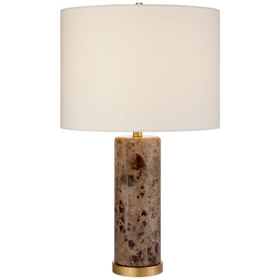 AERIN Cliff Table Lamp in Brown Marble with Linen Shade W17