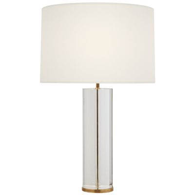 AERIN Olsen Table Lamp in Crystal and Hand-Rubbed Antique Brass with Linen  Shade