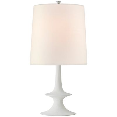 AERIN Lakmos Medium Table Lamp in Plaster White with Linen Shade W13.5