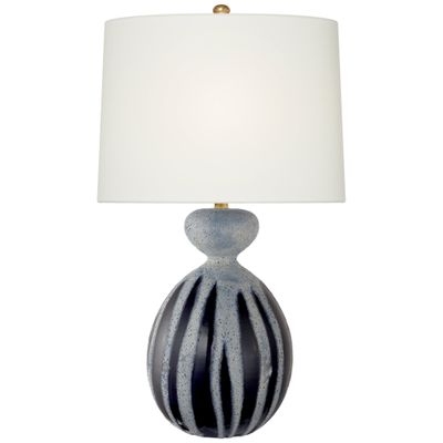 AERIN Gannet Table Lamp in Drizzled Cobalt with Linen Shade W17.5
