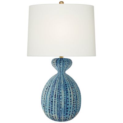 AERIN Gannet Table Lamp in Pebbled Aquamarine with Linen Shade W17.5