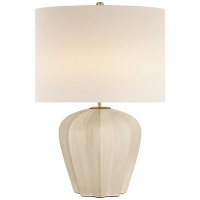 AERIN Pierrepont Medium Table Lamp in Bone Craquelure with Linen Shade