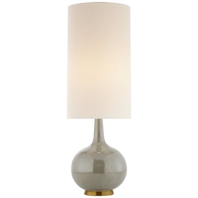 AERIN Hunlen Table Lamp in Shellish Gray with Linen Shade W8.5