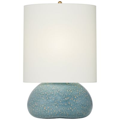 AERIN Sumava Medium Table Lamp in Blue Lagoon with Linen Shade W17