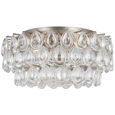 AERIN Liscia Medium Flush Mount in Burnished Silver Leaf with Crystal Ceiling Light W19
