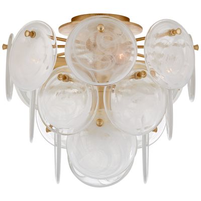 AERIN Loire Medium Tiered Flush Mount in Gild with White Strie Glass Ceiling Light W13.75