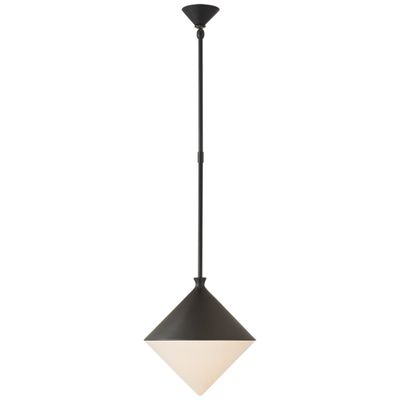 AERIN Sarnen Small Pendant in Matte Black with White Glass Ceiling Light W13.25