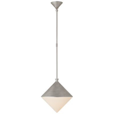 AERIN Sarnen Small Pendant in Burnished Silver Leaf with White Glass Ceiling Light W13.25
