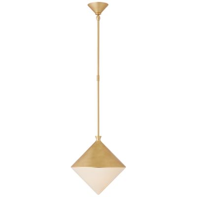AERIN Sarnen Small Pendant in Gild with White Glass Ceiling Light W13.25