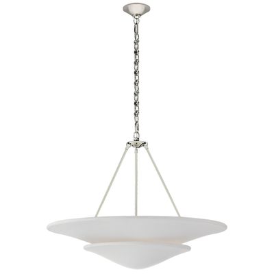 AERIN Mollino Large Tiered Chandelier in Polished Nickel with Plaster White Shade Ceiling Light W32