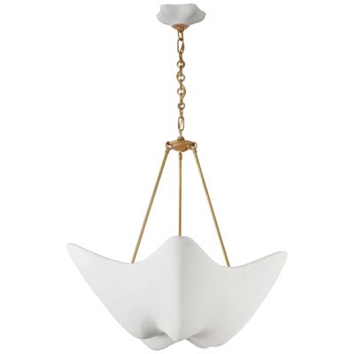 AERIN Cosima Medium Chandelier in Hand-Rubbed Antique Brass with Plaster White Shade Ceiling Light W28