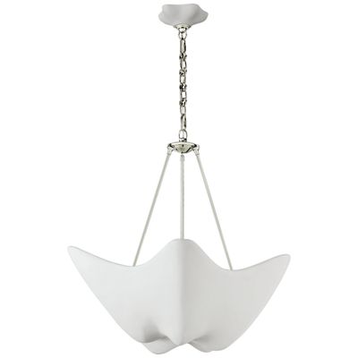 AERIN Cosima Medium Chandelier in Polished Nickel with Plaster White Shade Ceiling Light W28