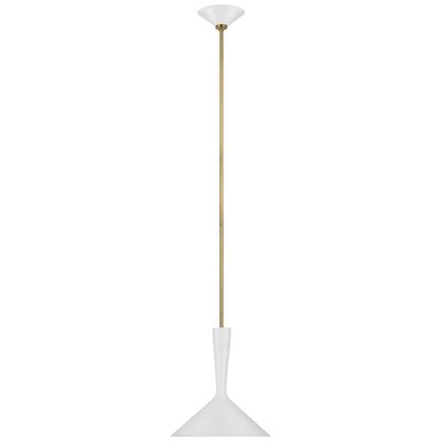 AERIN Rosetta Medium Pendant in Matte White and Hand-Rubbed Antique Brass Ceiling Light W12
