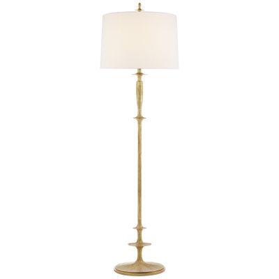 Barbara Barry Lotus Floor Lamp in Gild with Linen Shade W17