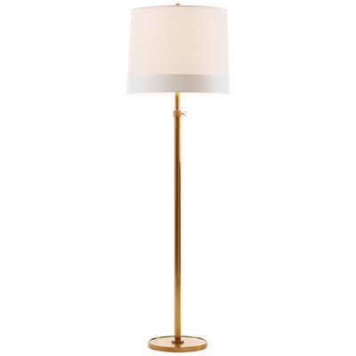 Barbara Barry Simple Floor Lamp in Soft Brass with Silk Banded Shade W19