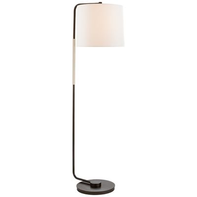 Barbara Barry Swing Articulating Floor Lamp in Bronze with Linen Shade W13.5