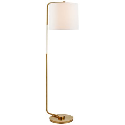 Barbara Barry Swing Articulating Floor Lamp in Soft Brass with Linen Shade W13.5