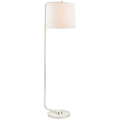 Barbara Barry Swing Articulating Floor Lamp in Soft Silver with Linen Shade W13.5
