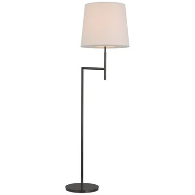 Barbara Barry Clarion Bridge Arm Floor Lamp in Bronze with Linen Shade W15