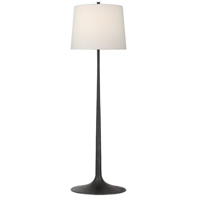 Barbara Barry Oscar Large Sculpted Floor Lamp in Aged Iron with Linen Shade W18.5