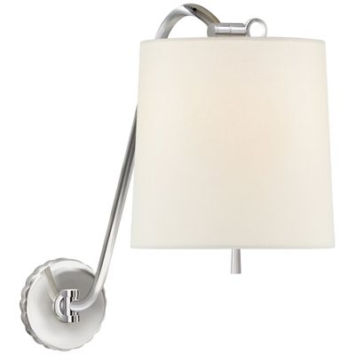 Barbara Barry UNDERSTUDY SCONCE IN POLISHED NICKEL with Linen Shade Wall Light W10