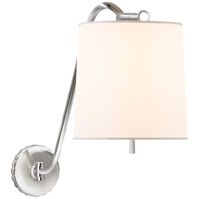 Barbara Barry Understudy Sconce in Polished Nickel with Silk Shade Wall Light W10