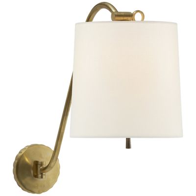 Barbara Barry UNDERSTUDY SCONCE IN SOFT BRASS with Linen Shade Wall Light W10
