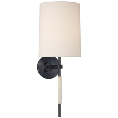 Barbara Barry Clout Tail Sconce in Bronze with Linen Shade Wall Light W7.5