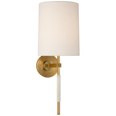 Barbara Barry Clout Tail Sconce in Soft Brass with Linen Shade Wall Light W7.5