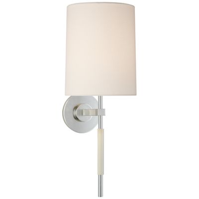 Barbara Barry Clout Tail Sconce in Soft Silver with Linen Shade Wall Light W7.5