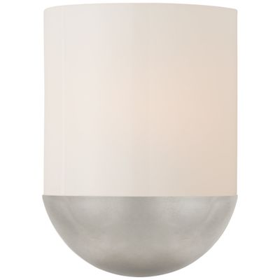 Barbara Barry Crescent Small Sconce in Burnished Silver Leaf with White Glass Wall Light W8