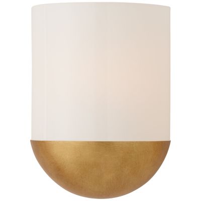 Barbara Barry Crescent Small Sconce in Gild with White Glass Wall Light W8