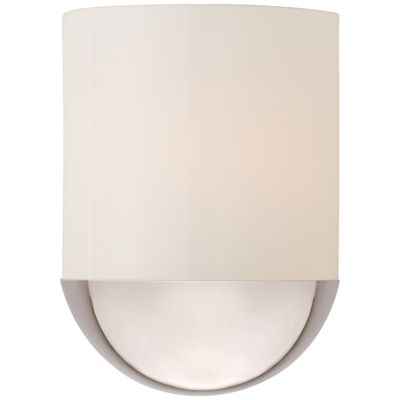 Barbara Barry Crescent Small Sconce in Polished Nickel with White Glass Wall Light W8
