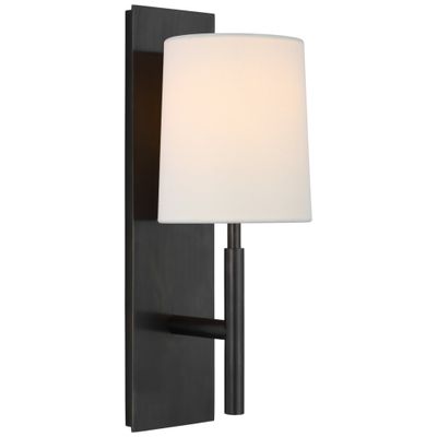 Barbara Barry Clarion Medium Sconce in Bronze with Linen Shade Wall Light W5.5