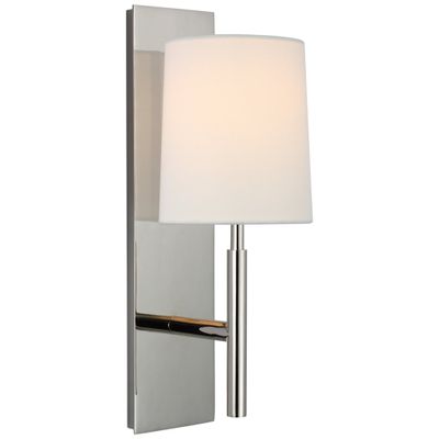 Barbara Barry Clarion Medium Sconce in Polished Nickel with Linen Shade Wall Light W5.5