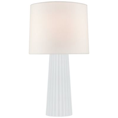 Barbara Barry Danube Medium Table Lamp in White Glass with Linen Shade W16