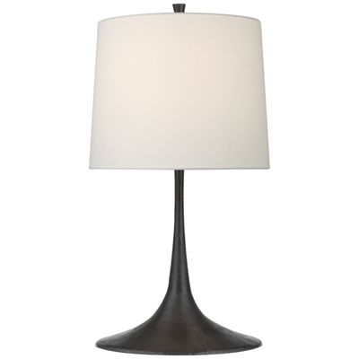 Barbara Barry Oscar Medium Sculpted Table Lamp in Aged Iron with Linen Shade W15