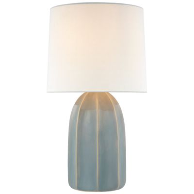 Barbara Barry Melanie Large Table Lamp in Sky Gray with Linen Shade W15.5