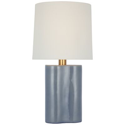 Barbara Barry Lakepoint Large Table Lamp in Polar Blue Crackle with Linen Shade W15.5